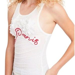 NWT Free People M Ivory Paris City Love Tank